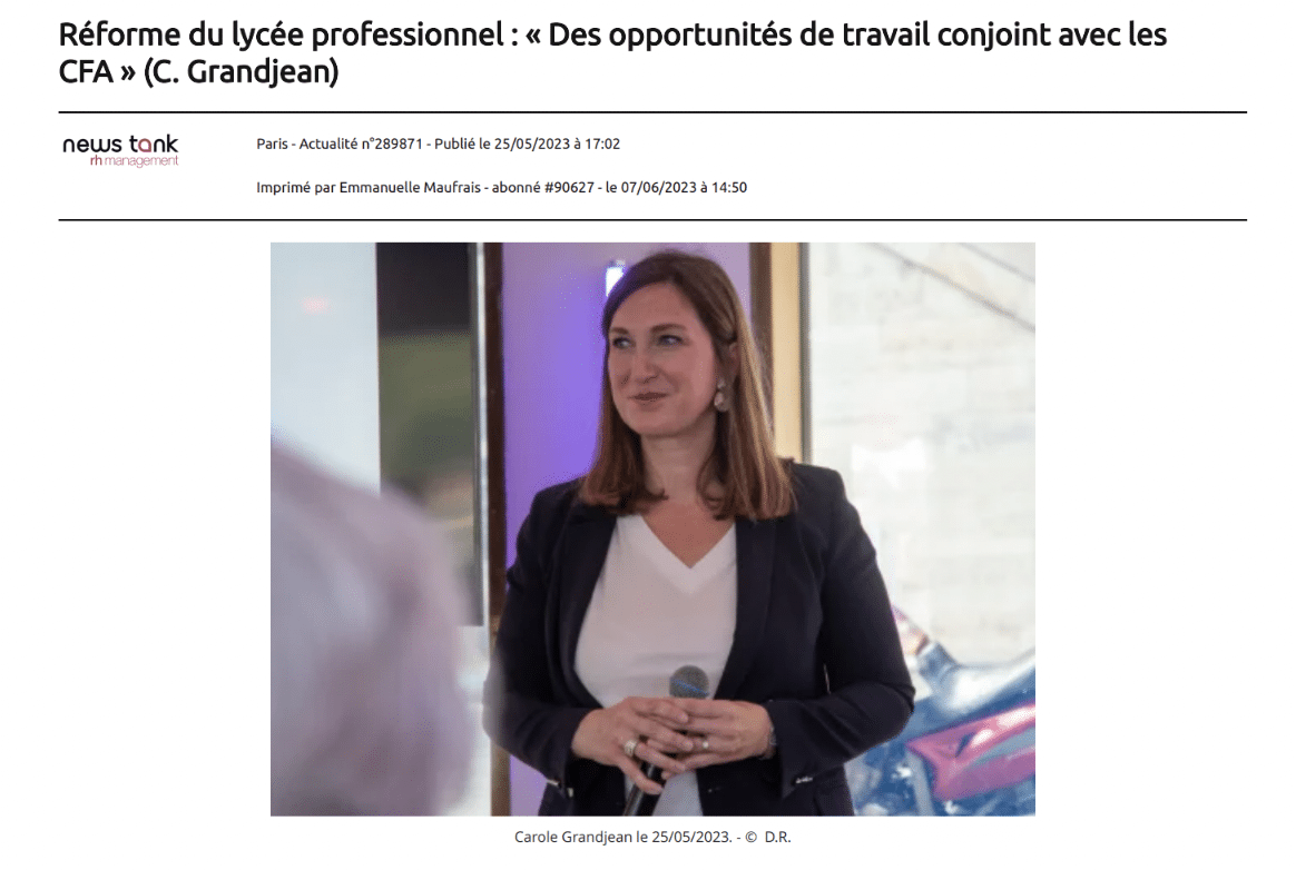 Article News Tank RH Madame la ministre GRANDJEAN